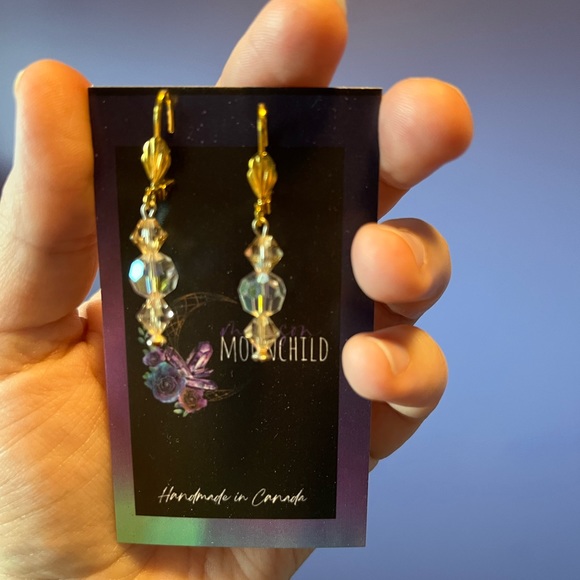 Swarovski Gold Earrings, Handcrafted Genuine Swarovski Crystal Bridal Earrings - Picture 14 of 14